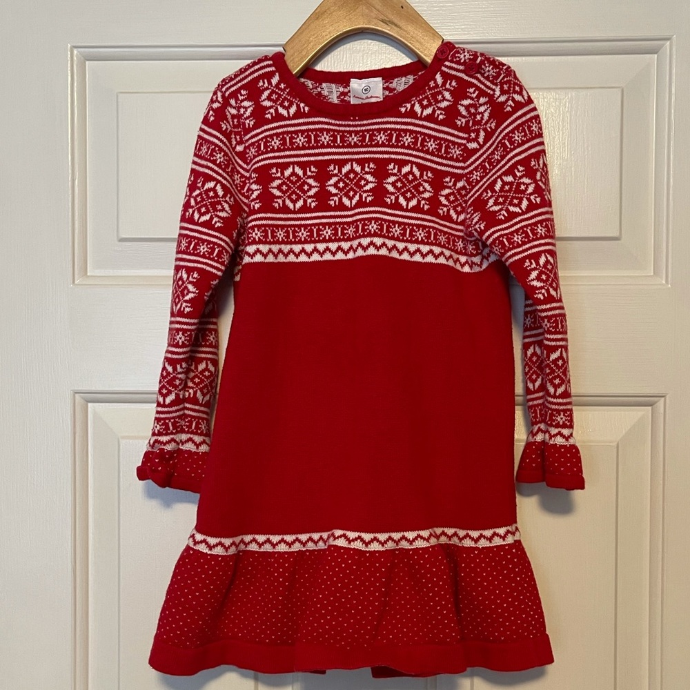 Hanna Andersson Red Fair Isle Dress size 90